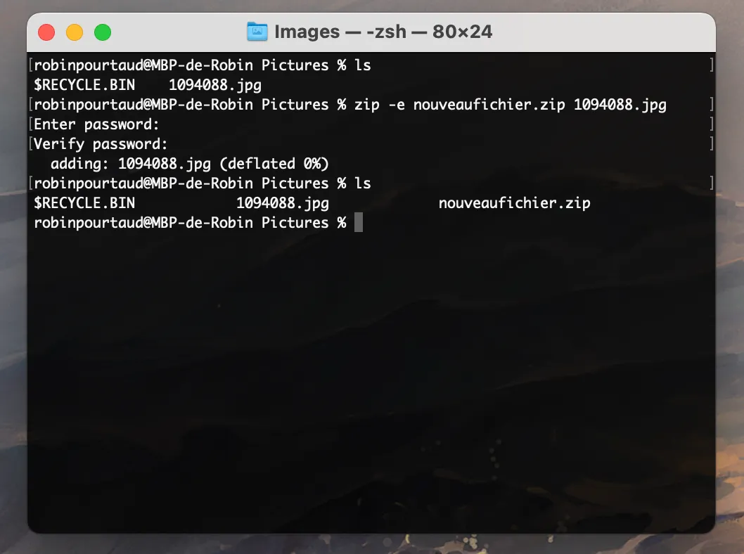 Macos : zip -e